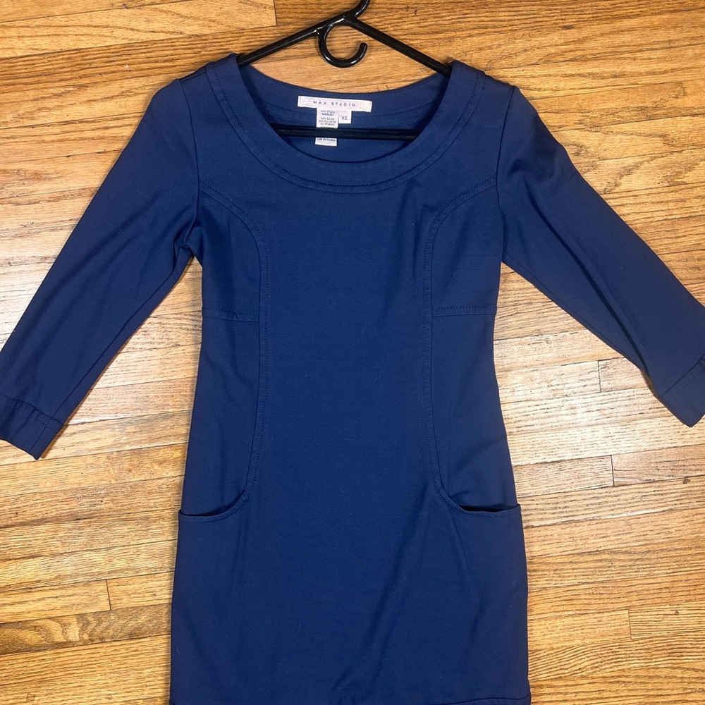 Max Studio Deep Blue Long Sleeve Dress